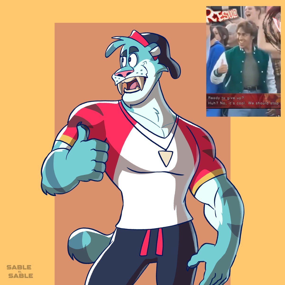 SableElSable's tweet image. Seeing the guy in the picture, I thought Sable would be that faithful friend who always supports your achievements with all his energy!
