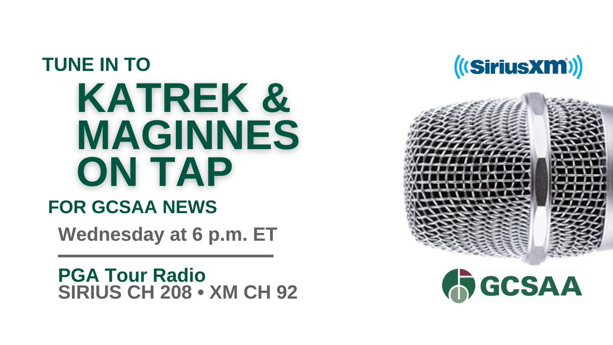 GCSAA's tweet image. Join @SiriusXMPGATOUR ’s “Katrek & Maginnes on Tap" coming up soon to hear from Megan Thompson, GCSAA member and golf course maintenance assistant in training at South Carolina's The Preserve at Verdae Golf Club. @AtVerdae has previously earned an Environmental Leaders in Golf…