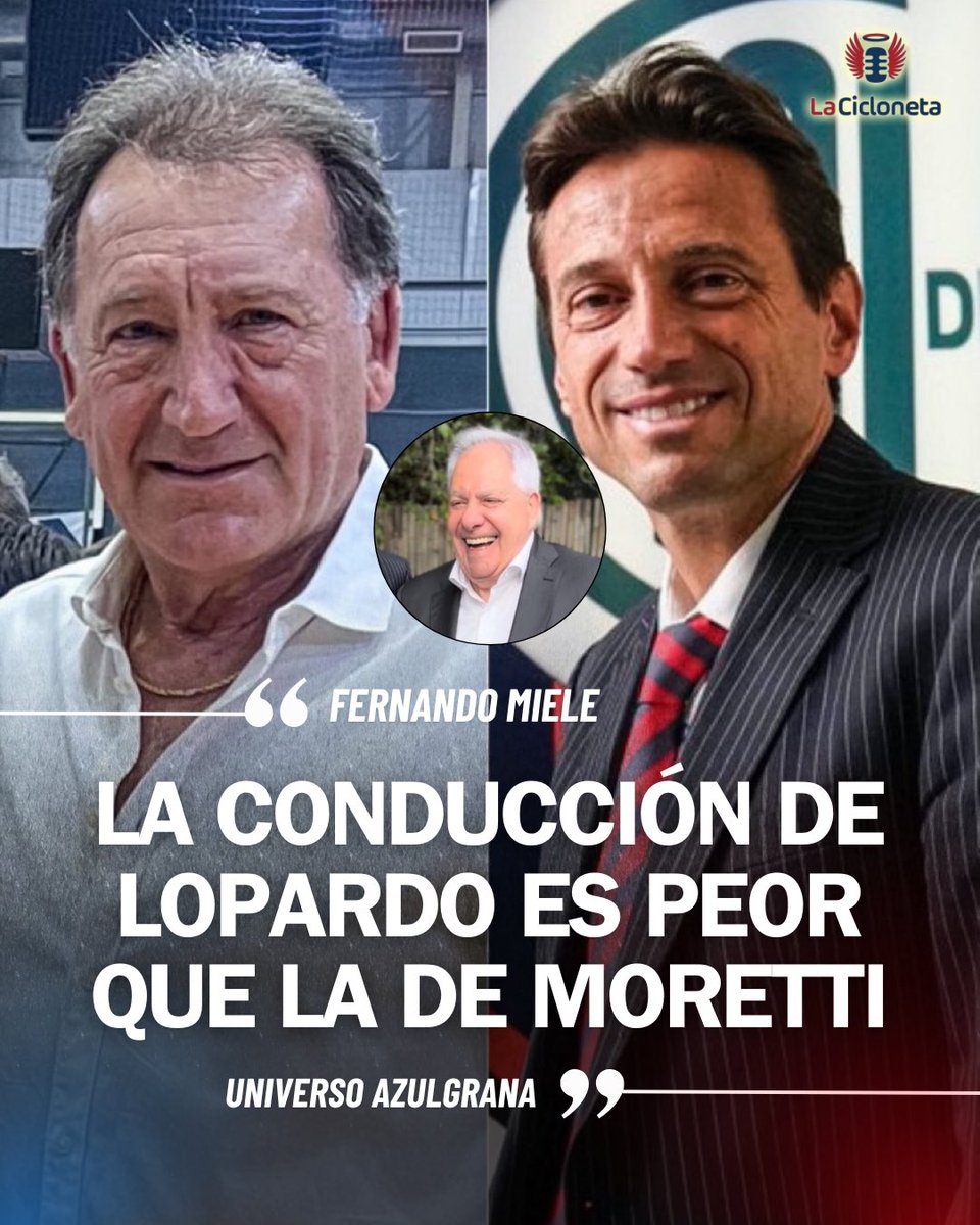 lacicloneta's tweet image. 🔵🔴 Fernando Miele rompió el silencio y fue muy duro con la gestión que está llevando a cabo Julio Lopardo en #SanLorenzo.
🗣️ “Es peor que la de Moretti” expresó el ex presidente.
🎙️: @universociclon.