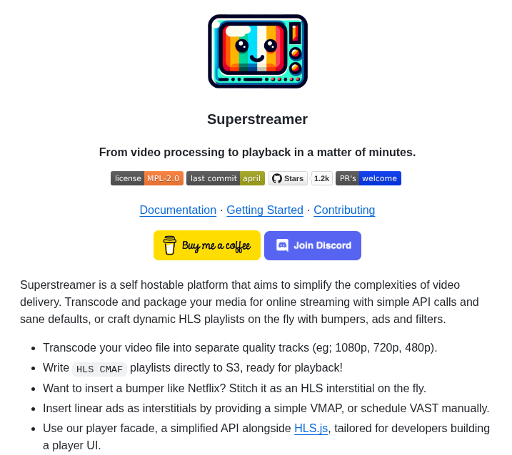 tom_doerr's tweet image. self-hostable video streaming toolkit for devs