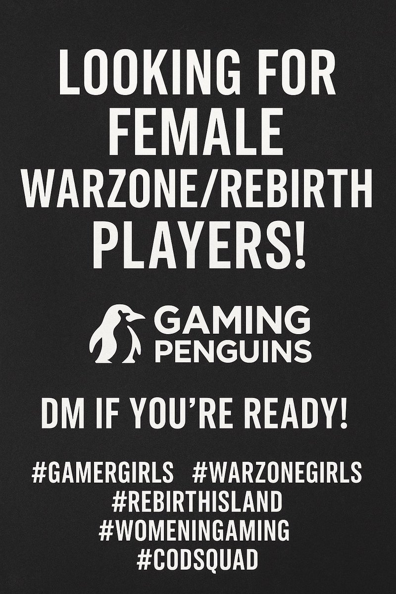 wir suchen Spielerinnen für Rebirth/Warzone zum Aufbau eines Squads.
We are looking for female Player to build a female squad #cod #warzone #squad #female #team #esport #rebirth #fypviraltwitter