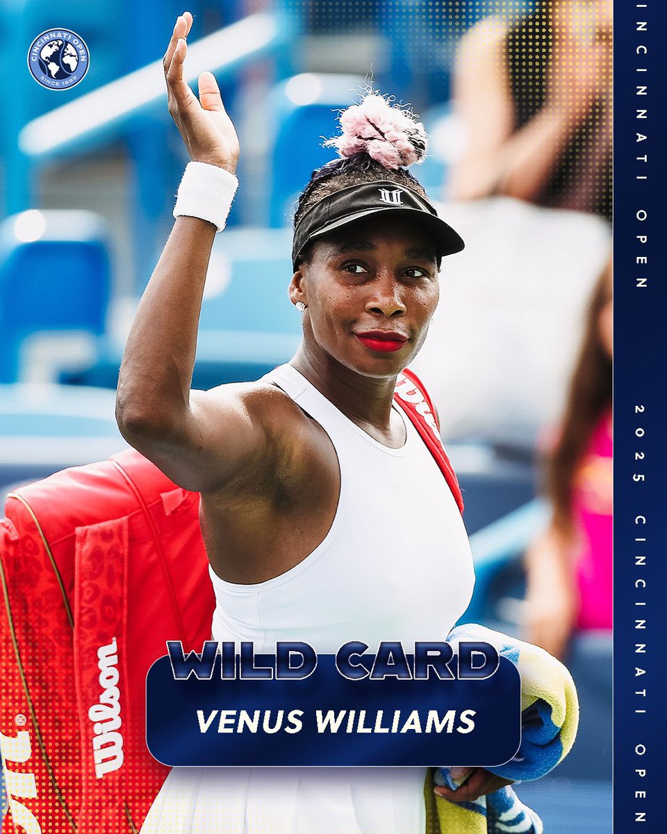 UniversTennis's tweet image. 🚨 OFFICIEL ! Venus Williams (45 ans) reçoit une wild-card pour le WTA 1000 de Cincinnati. 🎟️🇺🇸