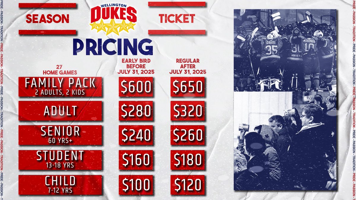 Season Ticket prices for the upcoming 2025-26 OJHL Season! Get your tickets before July 31st and save with early bird pricing!

Don’t miss a minute of the action!

See link in below for more details

tinyurl.com/4z9zzu3c