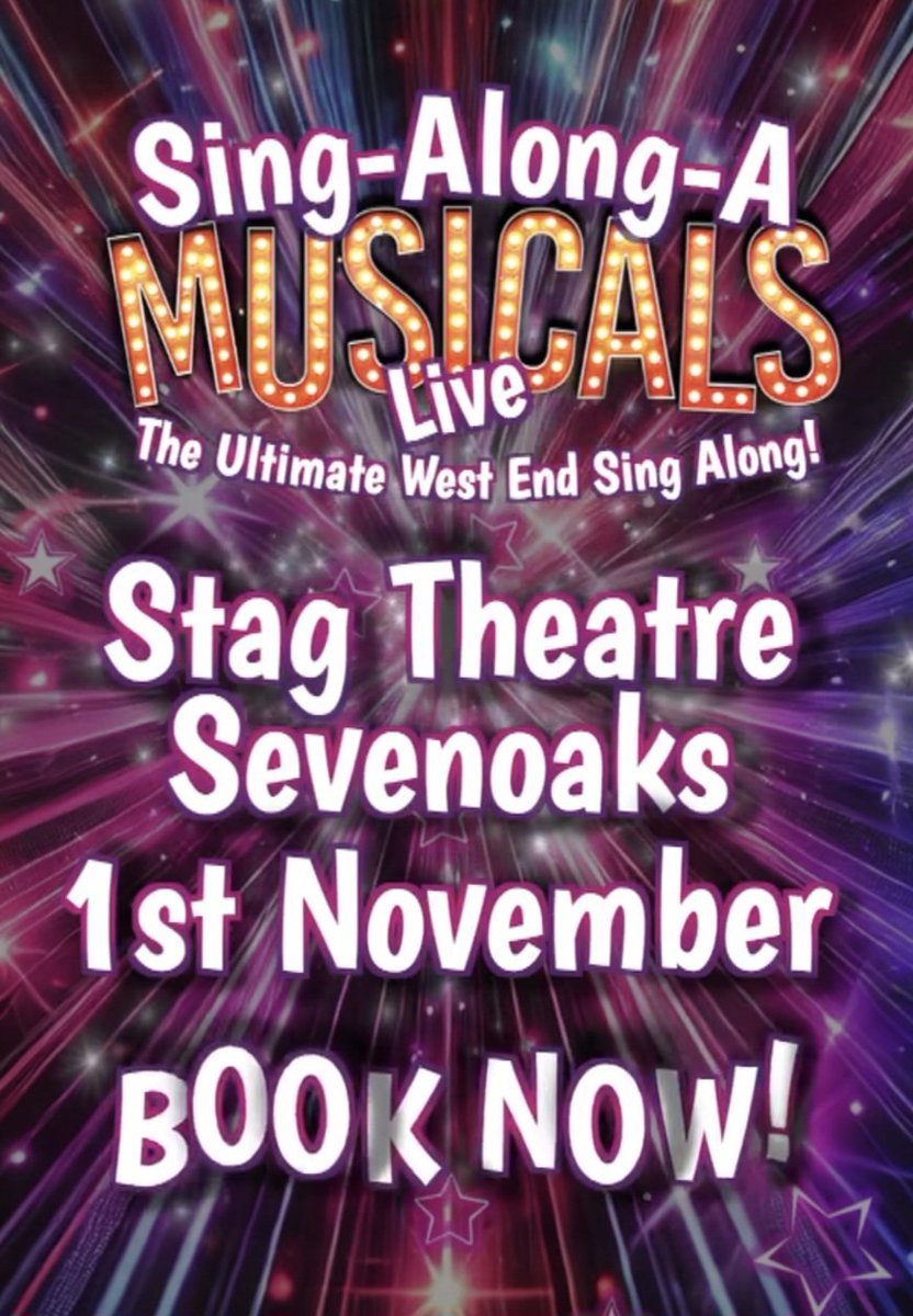 The UK's most exciting musical theatre sing along show, Sing Along A Musicals Live. Lift the roof off The Stag in November!
🌐🎫 stagsevenoaks.co.uk/stag-theatre-s…
🎤 The show where YOU get to belt out all the big Broadway bangers &amp; tear-jerkers
🎭 With the help of West End pro singers.