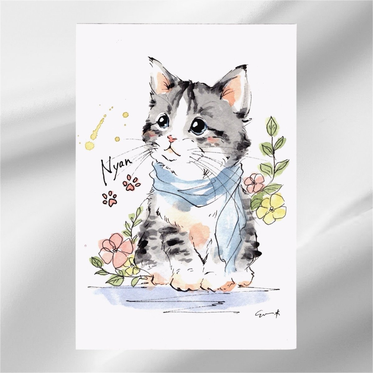 Anbelle66's tweet image. 【ポストカード原画/ネコ】
透明水彩で描いたポストカードサイズのイラストです。#イラスト原画 #ポストカード #ペット #水彩 #コラージュ #Girls #ネコ #猫