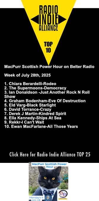 BelterRadio's tweet image. MacPurr's Scottish Power Hour #topten on @BelterRadio with @RadioIndieA
Chiara Berardelli @LNFGlasgow
The Super Moons
@Ianjdonaldson_ @LNFGlasgow
@GrahamBodenham
Eld Varg
David Torrance @THPSongs
@DJMSongs
Ella Kennedy
Rekkr
@macfarlane440