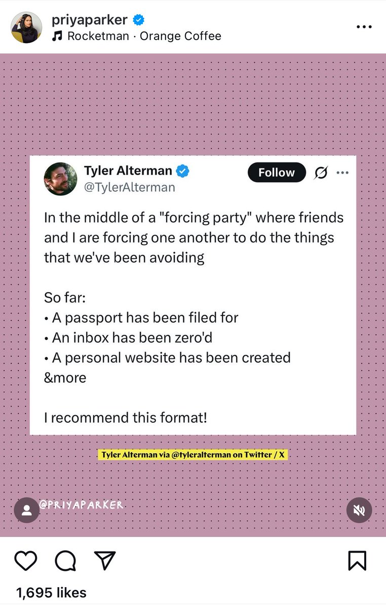TylerAlterman's tweet image. Wow the Art of Gathering person has endorsed our cute little (mutual bullying) social technology
Thanks @priyaparker