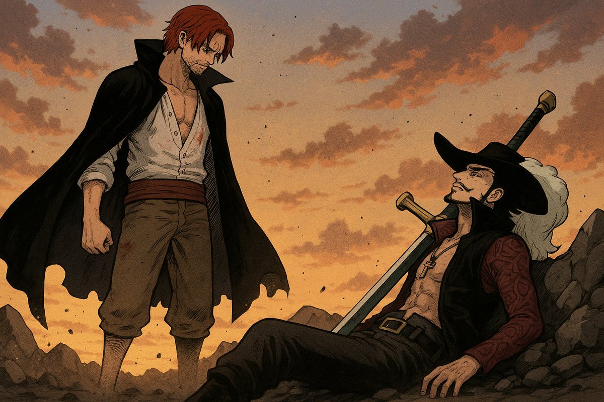 LaPercha_0's tweet image. J'ai demandé à ChatGPT de me montrer la finalité d'un combat Shanks VS Mihawk, on en pense quoi ici ? #ONEPIECE1155 #ONEPIECE