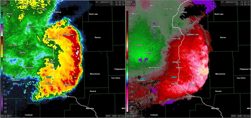 weather_history's tweet image. July 23, 2005:
A compact but fierce derecho trekked from northeast South Dakota to southeast Wisconsin. The line traveled for over 350 miles and had a maximum reported wind gust of 85 mph. The SPC received dozens of reports of fallen trees in Minnesota and Wisconsin.
#wxhistory