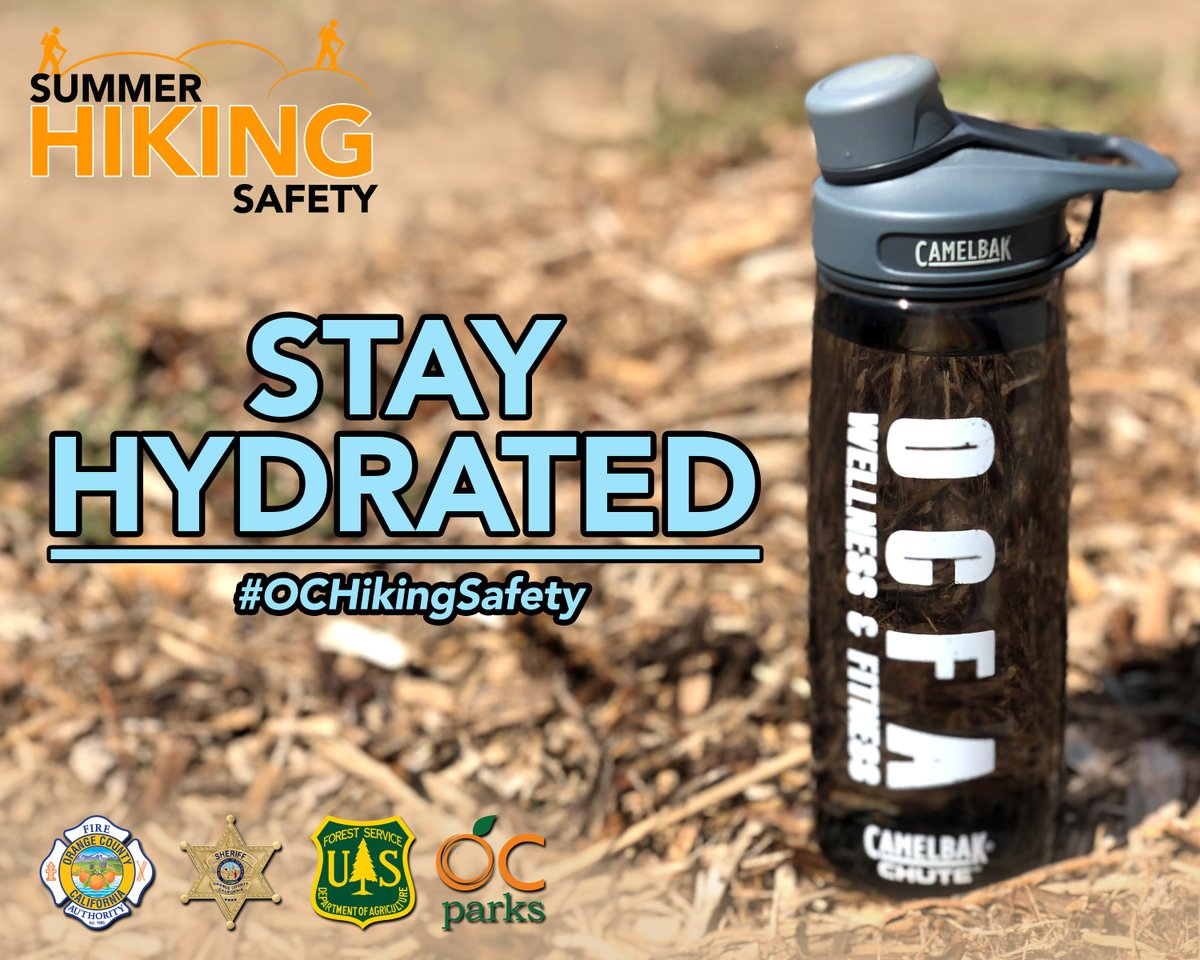 OCFireAuthority's tweet image. Hiking this summer? Pack plenty of water, snacks, sunscreen, a first aid kit, and a portable charger—and always hike with a buddy.
Stay safe and enjoy the outdoors! ☀️🌲
#OCFA #InServiceOfOthers #OCHikingSafety