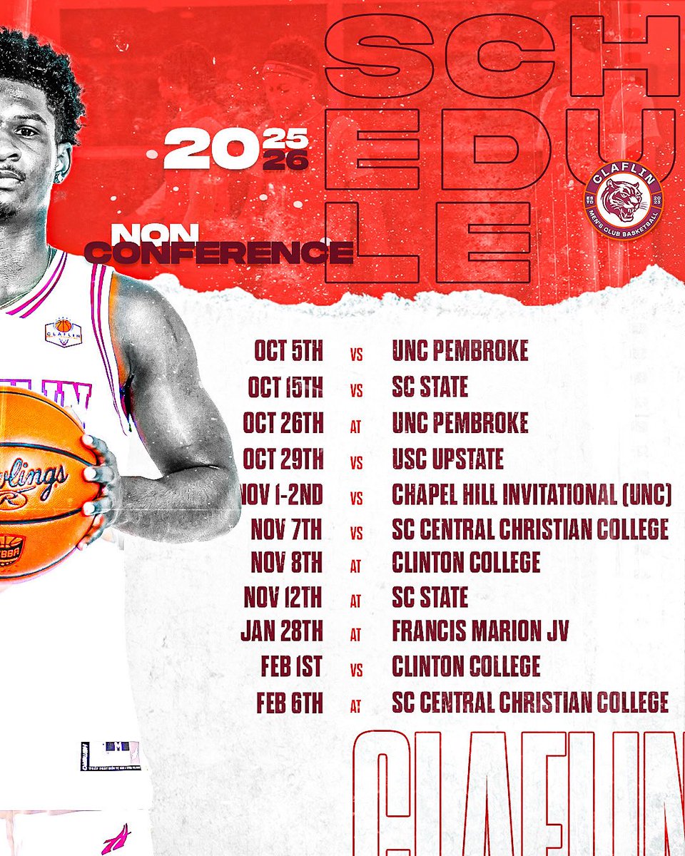 👀 The Non-Conference Schedule’s out… and we’re bringing smoke.

Fast pace. Full court. No let-up.
A roster full of dogs — ready to eat.

This is Claflin Men’s Club Basketball.

#ClaflinMCBB #WeWantAllSmoke #PantherMentality #Built4This #AllClawsNoPause