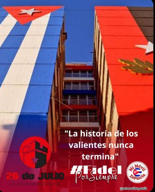 Este  26 de Julio, honremos la memoria de nuestros héroes,  cuyo valor encendió la chispa definitiva de la Revolución Cubana.  Recordaremos su sacrificio y su  sueño de soberanía, justicia y dignidad para la Patria. ¡Porque la lucha no ha cesado, ni cesará! #LaLuchaNoHaCesado