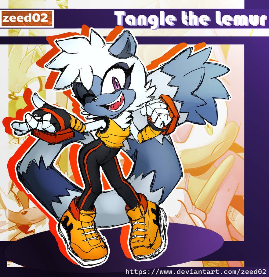 zeed_02's tweet image. Tangle the Lemur - Full Body🟣🟡 Color 🤍🩶🖤I am completing the half-body drawings 😁#digitalar #SonicTheHedgehog #sonicidw #tanglethelemur
