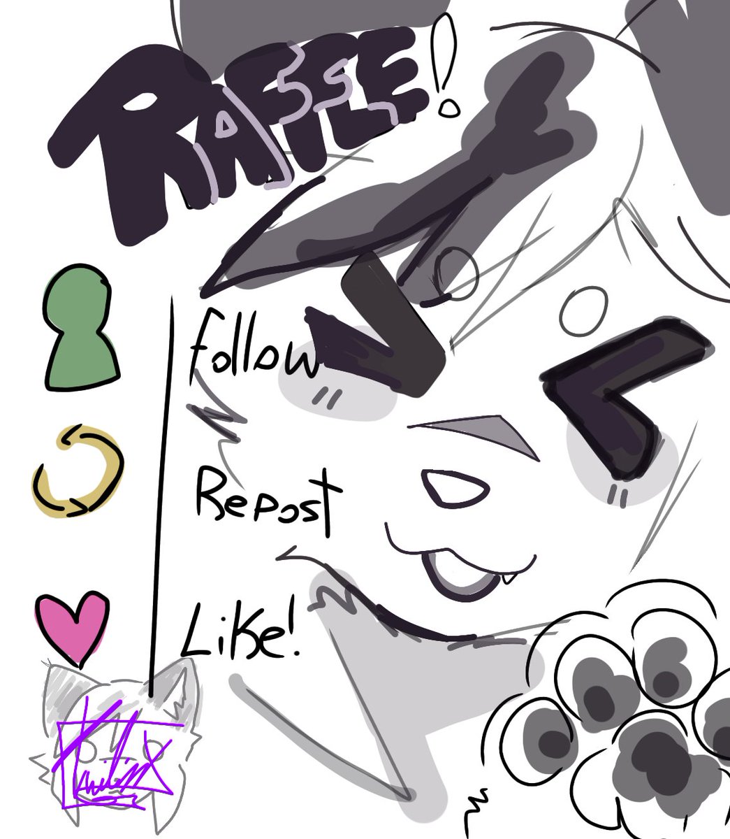 ✨Raffle to celebrate reaching 200 followers! ✨
Tysm!!

To participate repost, follow me, and like this post! 
reply and send a photo of the fursona

5 winners will be chosen!
the prizes will be a sketch
You have until the 27th of this month to participate.
#ArtRaffle #furry