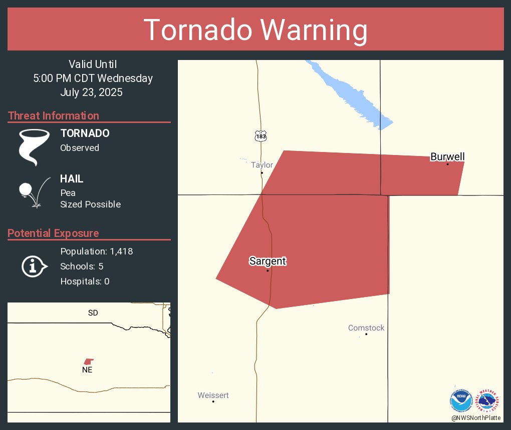 NWStornado's tweet image. Tornado Warning including Burwell NE and  Sargent NE until 5:00 PM CDT