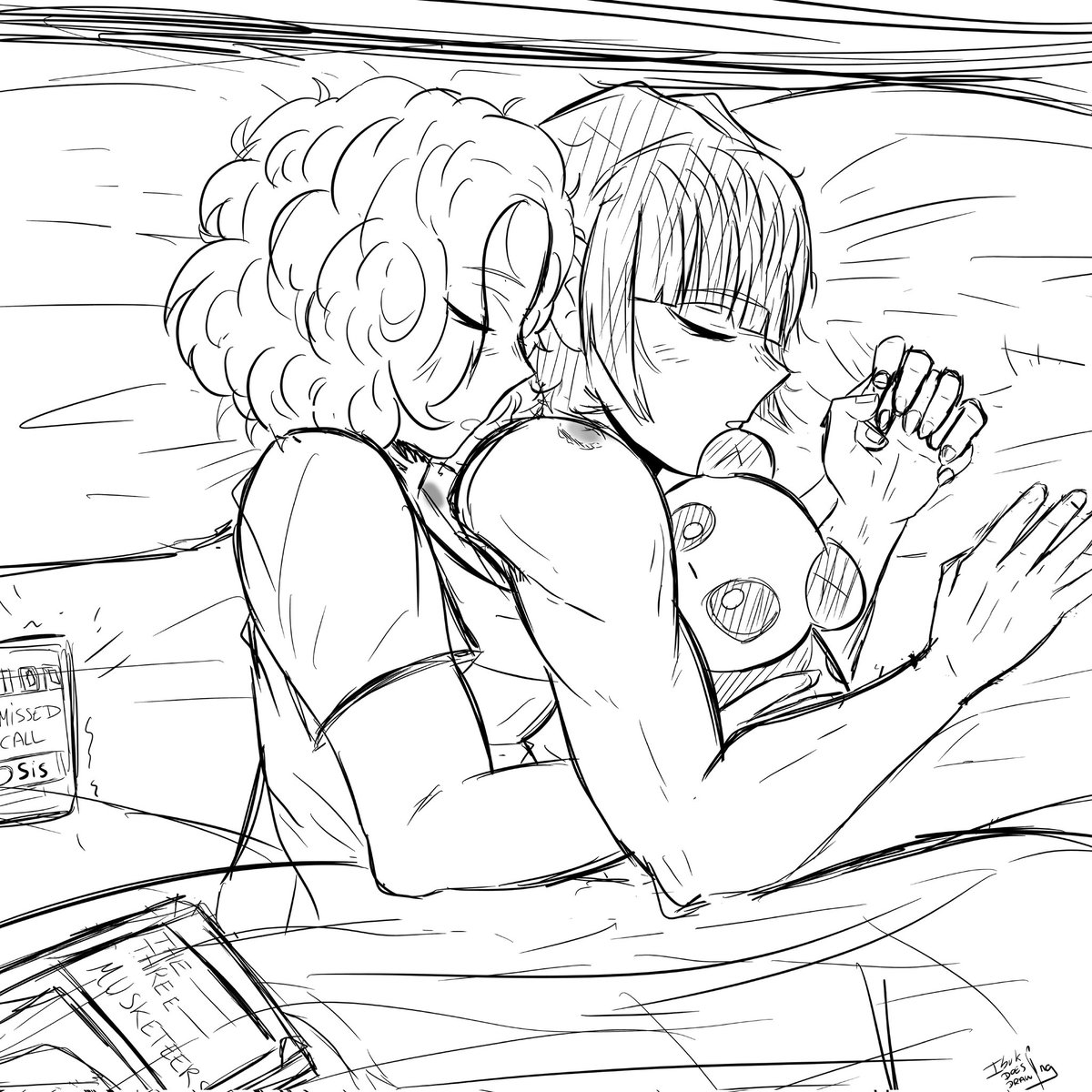 Ibuki_draws's tweet image. They are spooning.
I wanted to draw something more casual and cute.
So it's them sleeping together litteraly. And Haru's the big spoon.
I will definitely finish that drawing or at least line it.
#Makoharu #Okujima