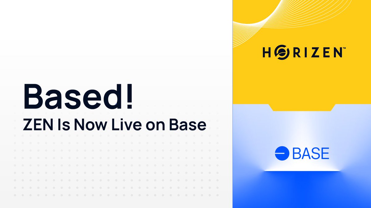 horizenglobal's tweet image. 🎉ZEN Is Now Live on Base!
$ZEN has officially completed its migration and is now live on @base, marking the beginning of a new era for modular, privacy-ready finance.
This is the first step in Horizen’s broader ecosystem relaunch on Base as a privacy-first appchain.
Find out…