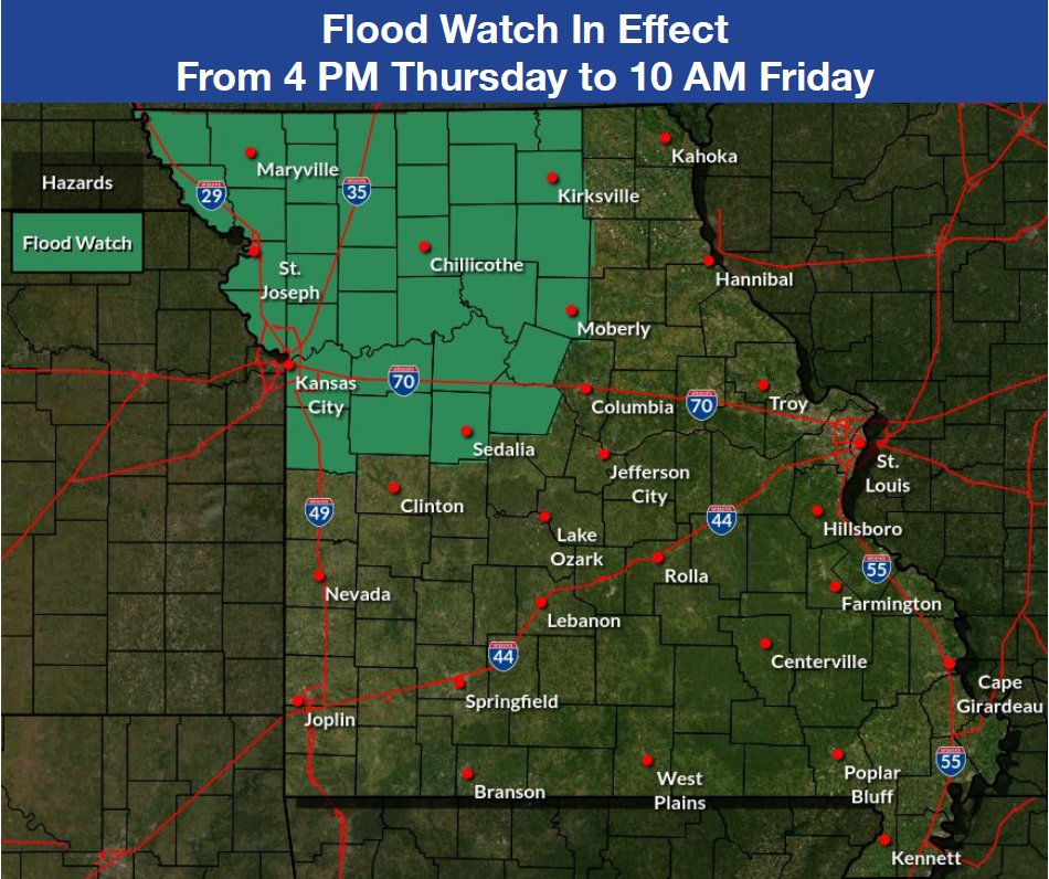 MoPublicSafety's tweet image. ‼️⚠️Extreme Heat Warning and Heat Advisory continue through Thursday.
‼️⚠️There's also a Flood Watch for parts of Northwest and North Central Missouri from 4PM THURS - 10AM FRI because heavy rain is possible along a stalled front.
✅Follow your forecast. Stay weather aware!