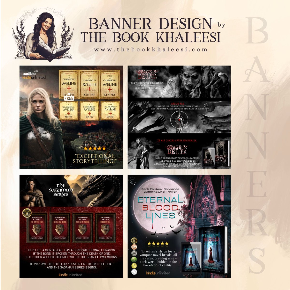 eevalancaster's tweet image. For the BEST BOOK BANNERS in town!
thebookkhaleesi.com/2016/08/still-…
TBK banner designs by @eevalancaster set trends on social media.
✨ Stunning. ✨ Classy. ✨ Professional. ✨ Genre-Specific.
Improve your #bookmarketing now!
#bannerdesign #thebookkhaleesi #graphicdesign
#advertising