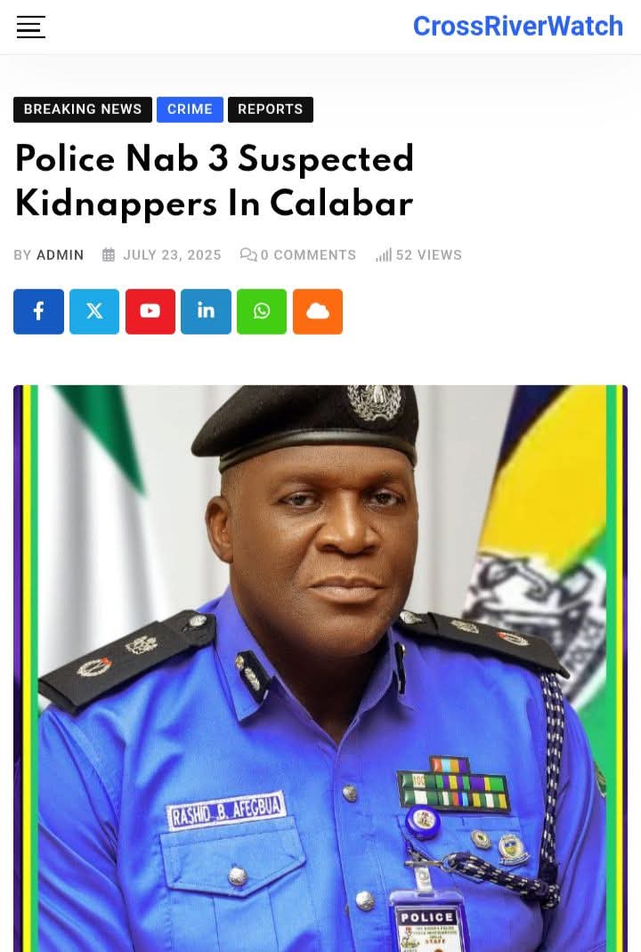 The suspects are Henry Efa Otu, 24 years old, Lawrence Ita Inyang 46 years old and...

Read more @ 👇
crossriverwatch.com/2025/07/police…
