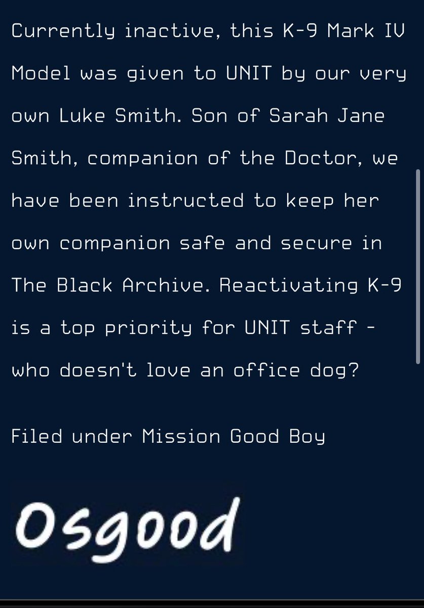 ranibigfinish's tweet image. K9 is locked up in unit’s archive??? free my boy??