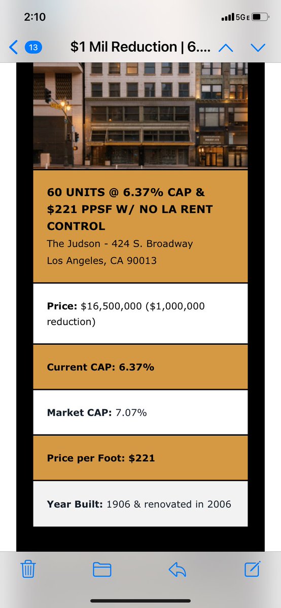 LA_Multi_Fam's tweet image. $221 per foot in DTLA & exempt from City of LA rent control. Supposedly went through an $11M rehab in 2006.
I had to go down there and see it. About half of the retail on Broadway is sitting empty or boarded up. Looks pretty bleak right now.
But if anyone wanted to gamble on…