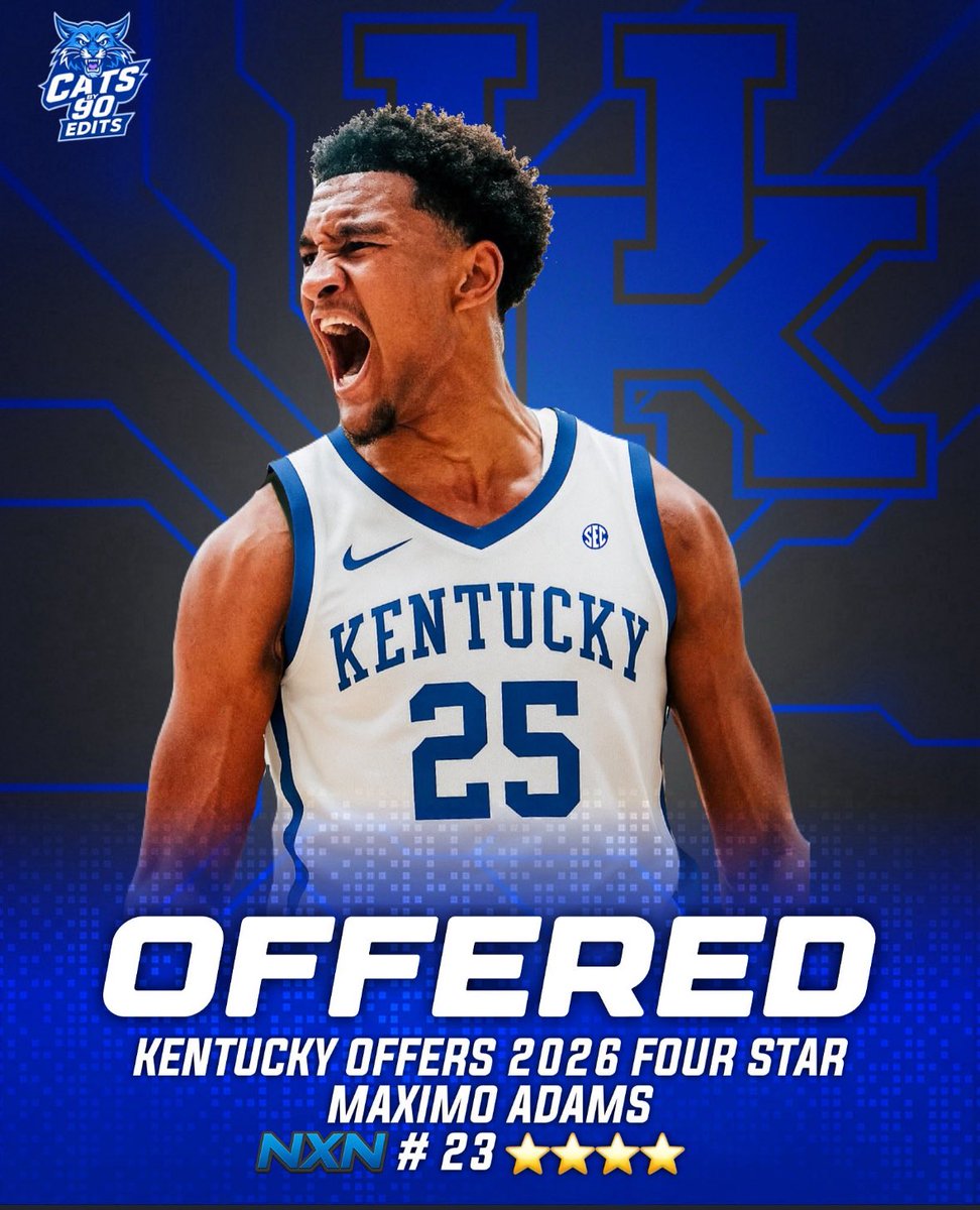 bbn_blake's tweet image. NEWS: Kentucky has offered 4 ⭐️Maximo Adam’s!

Maximo is ranked 23rd in the class of 2026😼 
#BBN