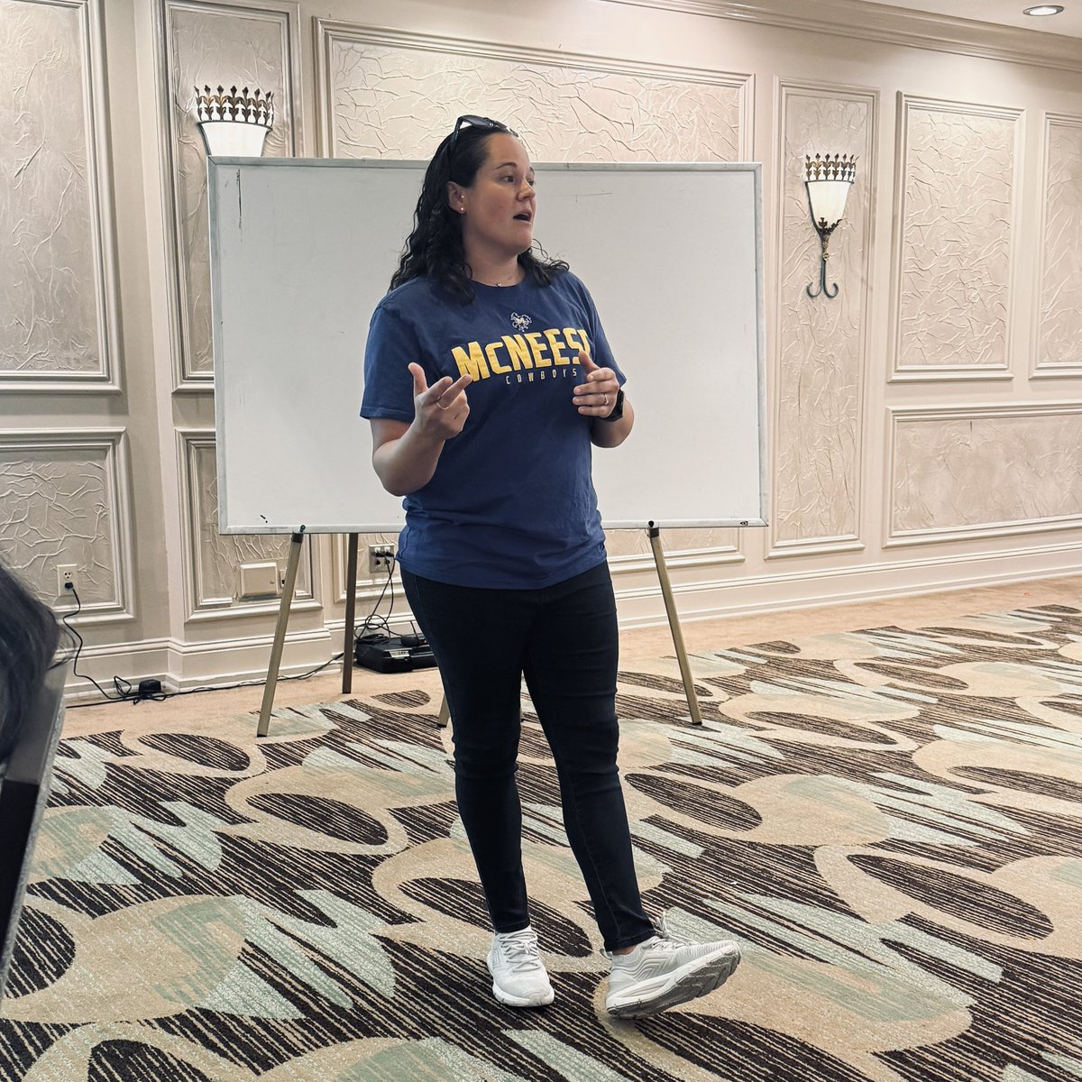 McNeeseWBB's tweet image. Coach Guzzardo had the opportunity to speak at the Louisiana High School Coaches Convention today, sharing her knowledge and experience with coaches from across the state!

#GeauxPokes