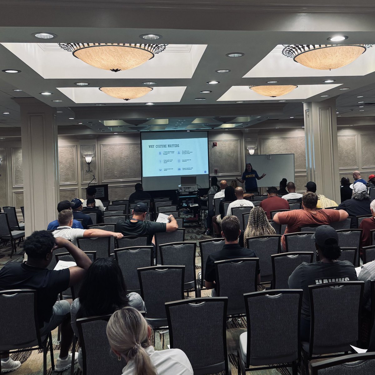 McNeeseWBB's tweet image. Coach Guzzardo had the opportunity to speak at the Louisiana High School Coaches Convention today, sharing her knowledge and experience with coaches from across the state!

#GeauxPokes