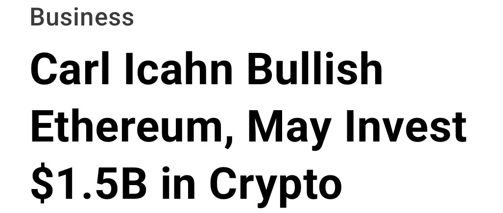 EthereanVibin's tweet image. Legendary investor Carl Icahn is an $ETH bull