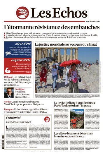 unesdepresse's tweet image. 👔 L’ÉTONNANTE RÉSISTANCE DES EMBAUCHES 

Voici la une des Échos du jeudi 24 juillet 2025. #embauches #travail #emploi #recrutement