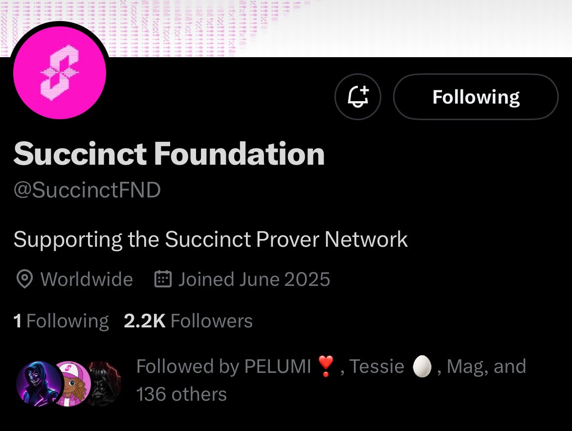youfound_fayy's tweet image. New @SuccinctFND followed by @SuccinctLabs
$PROVE might be closer than you think
gProve 🫡