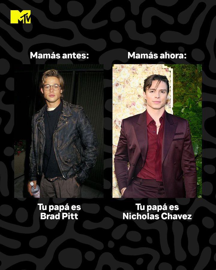 NickChavezBR's tweet image. ÍDOLOS DE GERAÇÕES! Atualização da @/mtvsur no instagram com Nicholas Chavez
“Mães antes: Seu pai é o Brad Pitt”
“Mães agora: Seu pai é o Nicholas Chavez”
