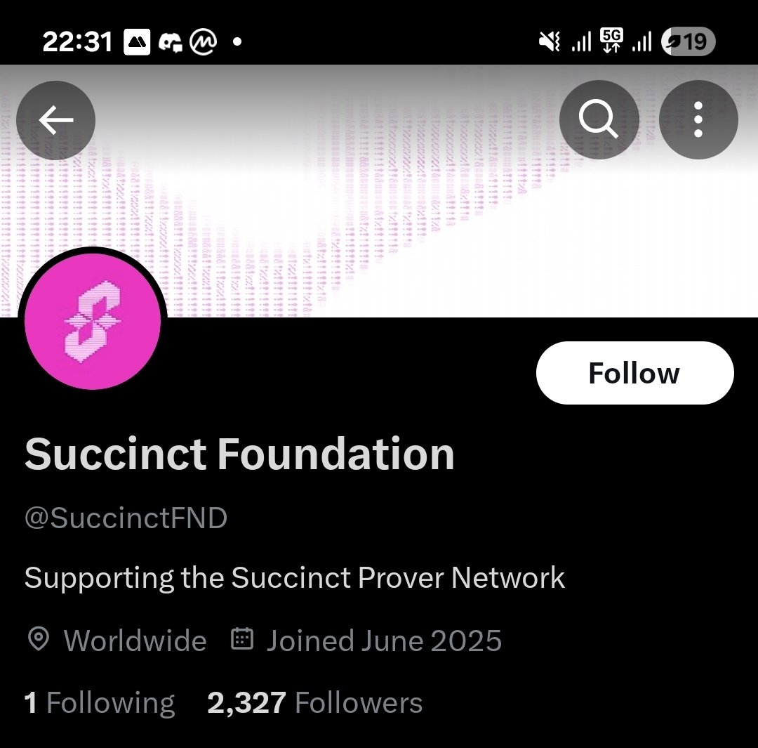 Succinct foundation account is live <a href="/SuccinctFND/">Succinct Foundation</a> . I know its real because its followed by <a href="/SuccinctLabs/">Succinct</a> 

Tge is coming 👀