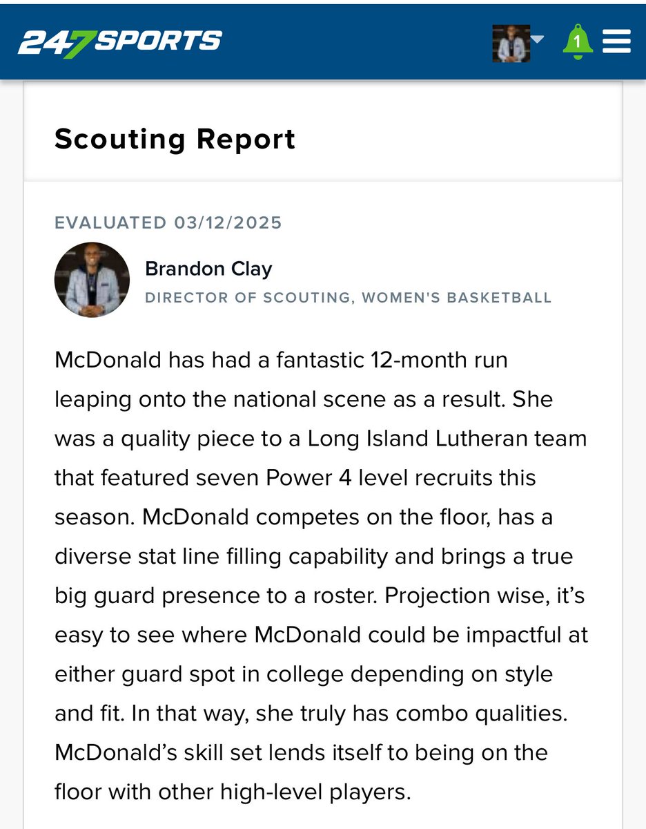 B r a n d o n C l a y (@brandonclaypsb) on Twitter photo Brandon Clay Scouting | Powered by @brandonclaypsb & <a href="/CBSSports/">CBS Sports</a> | <a href="/247Sports/">247Sports</a>
‘26 4-Star CG Emily McDonald of Long Island Lutheran (NY) has a new scholarship offer from South Carolina. <a href="/SCWBB_News/">The Gamecock FAMS 🐔</a> Brandon Clay Scouting | Powered by @brandonclaypsb & <a href="/CBSSports/">CBS Sports</a> | <a href="/247Sports/">247Sports</a>
‘26 4-Star CG Emily McDonald of Long Island Lutheran (NY) has a new scholarship offer from South Carolina. <a href="/SCWBB_News/">The Gamecock FAMS 🐔</a>