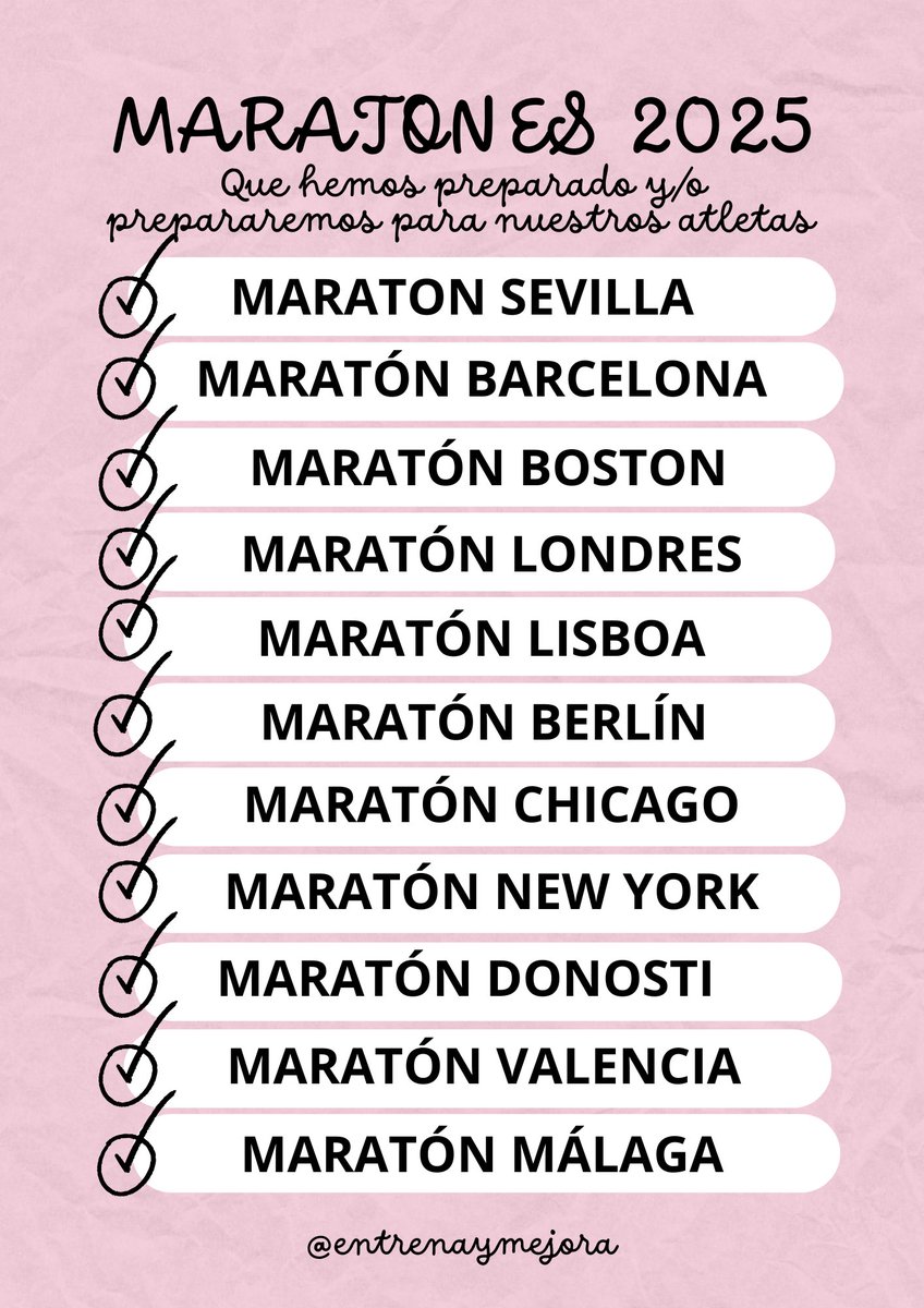Maratones que he preparado o preparo 👨🏻‍💻📈 en 2025 para mis atletas
(Y ya tenemos Tokyo-26😍)
#42k #Maraton #Running