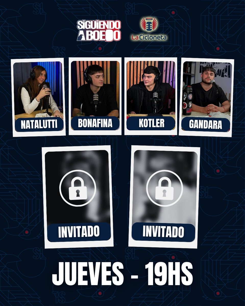 lacicloneta's tweet image. MAÑANA VUELVE #SAB 🐦⬛🔥
Desde las 19hs para un nuevo capítulo de 𝗦𝗶𝗴𝘂𝗶𝗲𝗻𝗱𝗼 𝗮 𝗕𝗼𝗲𝗱𝗼 para hablar de #SanLorenzo con @LucaBonafina, @RomanKotler, @julinatalutti, @maxigandara y DOS INVITADOS SORPRESA...
Suscribite al canal: youtube.com/@lacicloneta?s…