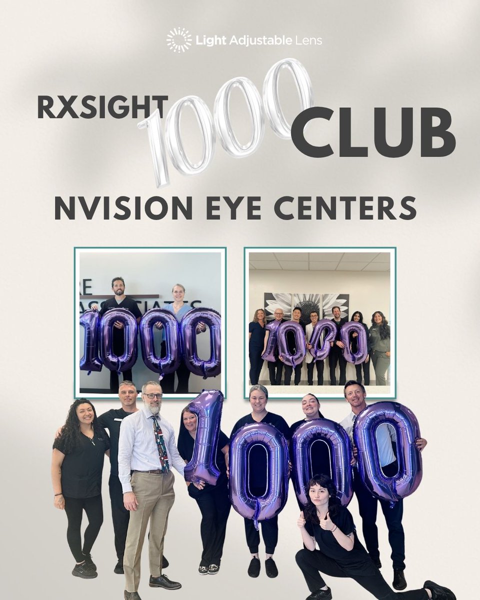 RxSight (@rxsight) on Twitter photo 🎉 Big milestone alert! <a href="/nvisioncenters/">NVISION Eye Centers</a> has become the first practice in Oregon to implant 1,000 Light Adjustable Lenses™ (LAL®/LAL+®)!
With three locations across the state, this achievement reflects their unwavering commitment to innovation and personalized vision care. 🎉 Big milestone alert! <a href="/nvisioncenters/">NVISION Eye Centers</a> has become the first practice in Oregon to implant 1,000 Light Adjustable Lenses™ (LAL®/LAL+®)!
With three locations across the state, this achievement reflects their unwavering commitment to innovation and personalized vision care.