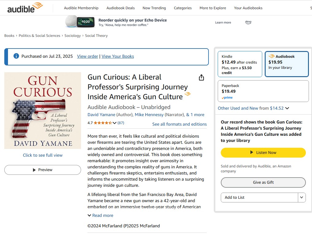 davidyamane's tweet image. For those of you who were waiting for the audiobook to buy GUN CURIOUS, the wait is over! 

amzn.to/4m9hRSE