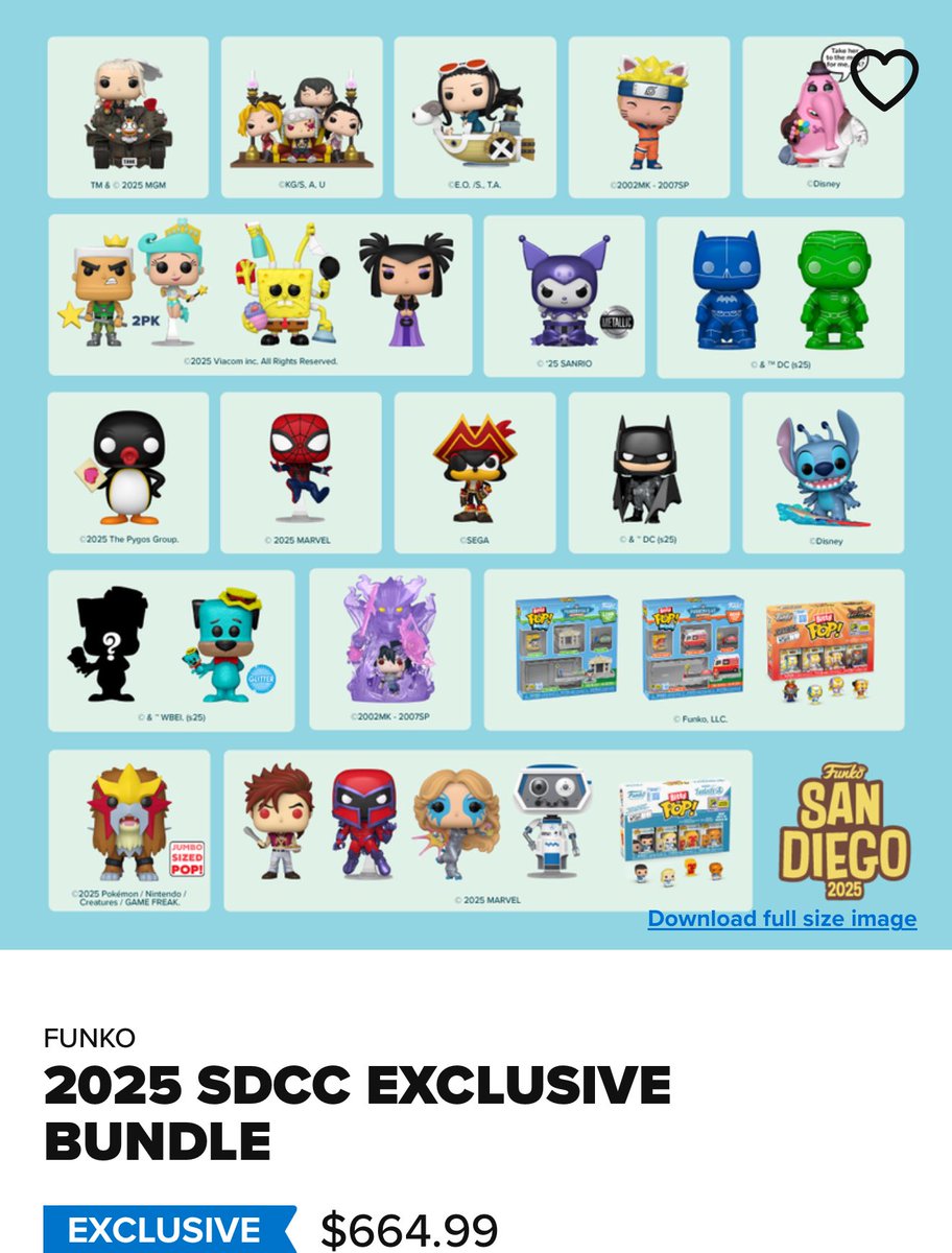 DisTrackers's tweet image. The SDCC bundle will cost $665! You will receive 1 of everything in pic. Live at 6AM PT.
.
distracker.info/44YcrCT
.
#Funko #FunkoPop #Collectibles #Collectible #FunkoPops #Collector #Toy #Toys #DisTrackers
