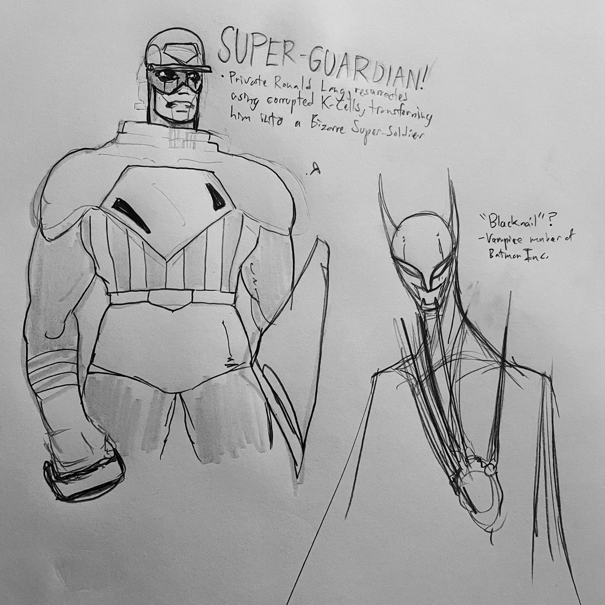 TheOtherRO's tweet image. Super-Guardian Ron Lang and Blacknail the Vampire, of the Pseudo-Amalgams