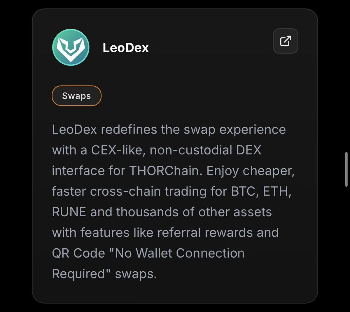 LeoDex (@leodexio) on Twitter photo We are now on Thorchain.org!
Shoutout to <a href="/familiarcow/">FamiliarCow</a> for the assist. We’re proud to deliver best-in-class UX to a space that deserves it
It’s time to make DEX feel like CEX (finally) 🤝 We are now on Thorchain.org!
Shoutout to <a href="/familiarcow/">FamiliarCow</a> for the assist. We’re proud to deliver best-in-class UX to a space that deserves it
It’s time to make DEX feel like CEX (finally) 🤝