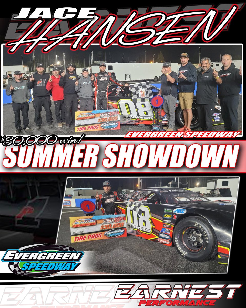 Earnest Performance (@earnestperform) on Twitter photo H A N S E N !
Congrats to Jace Hansen and Preston Peltier Racing/P1 Chassis on a huge $30,000 win at the Summer Showdown at <a href="/evergreenspdwy/">Evergreen Speedway</a>
From East coast to West coast, we're proud of all of the teams that let us help them roll those corners a bit smoother. (704) 654-1492 H A N S E N !
Congrats to Jace Hansen and Preston Peltier Racing/P1 Chassis on a huge $30,000 win at the Summer Showdown at <a href="/evergreenspdwy/">Evergreen Speedway</a>
From East coast to West coast, we're proud of all of the teams that let us help them roll those corners a bit smoother. (704) 654-1492