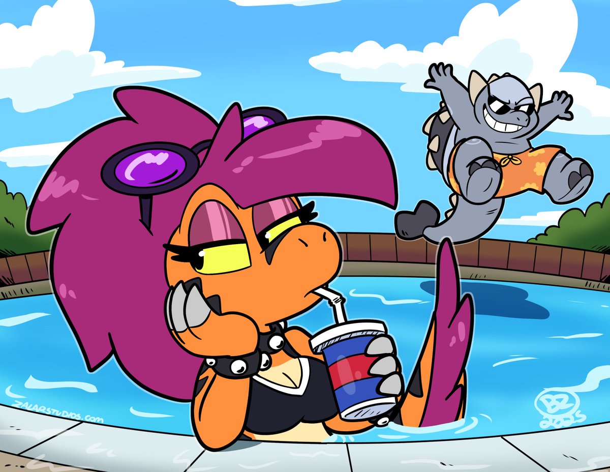ZarlandRex's tweet image. Roxie and Bruce are beating this summer heat~
Stay cool out there y'all ☀️🦖