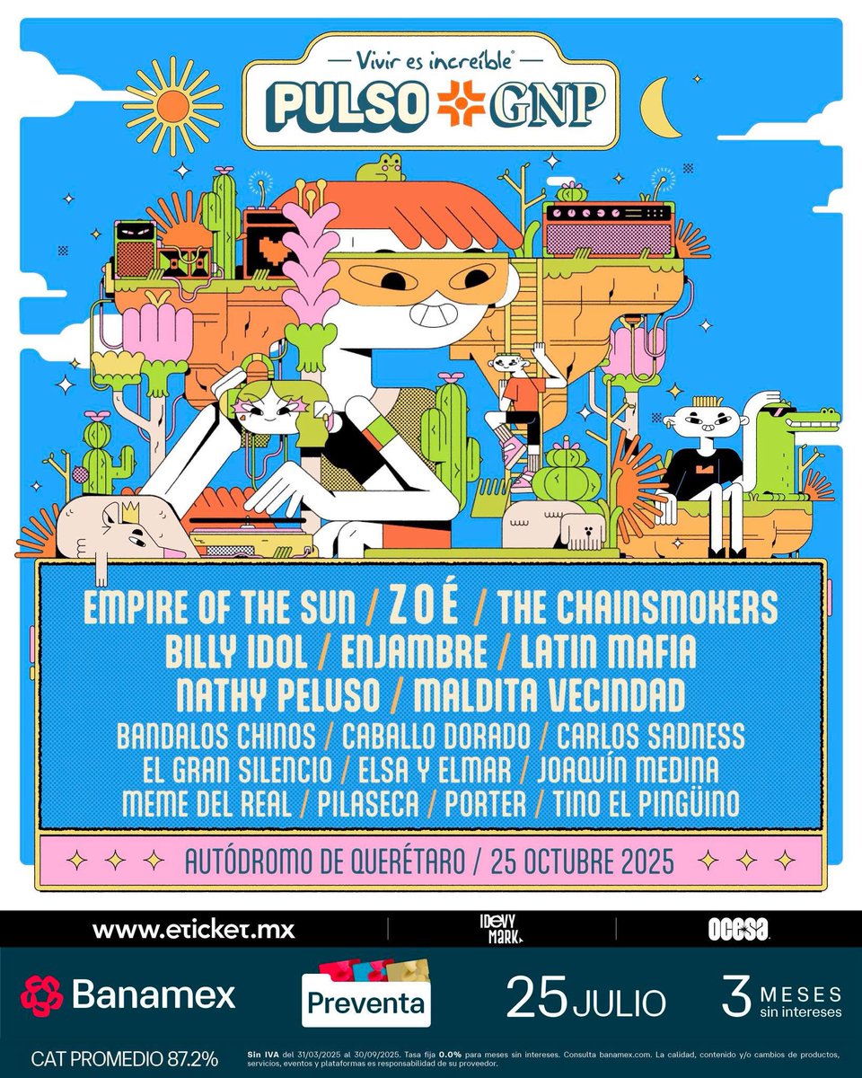 summainferno's tweet image. El festival queretano Pulso GNP presentó su cartel para 2025 con Billy Idol en el lineup 🔥 25 de octubre, Autódromo de Querétaro