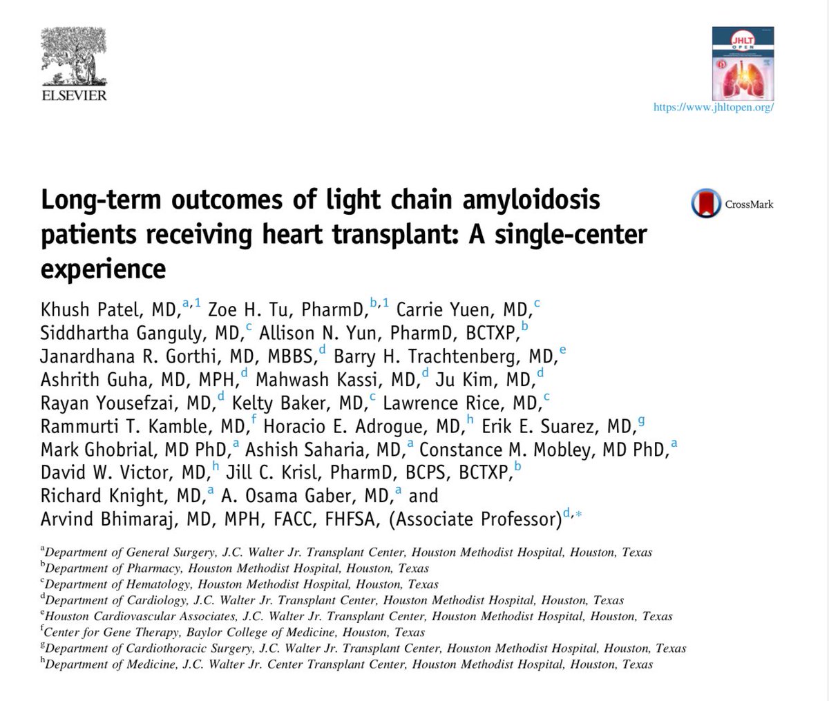 Al-Ola A Abdallah MD (USMIRC) (@abdallah81md) on Twitter photo 🧵 Long-term Outcomes in AL Amyloidosis Patients Undergoing Heart Transplant
1/🫀💡 Think AL amyloidosis = poor heart transplant outcomes?
Think again.
A new single-center study from <a href="/MethodistHosp/">Houston Methodist</a> (2009–2023) shows comparable survival in AL patients vs non-AL heart transplant 🧵 Long-term Outcomes in AL Amyloidosis Patients Undergoing Heart Transplant
1/🫀💡 Think AL amyloidosis = poor heart transplant outcomes?
Think again.
A new single-center study from <a href="/MethodistHosp/">Houston Methodist</a> (2009–2023) shows comparable survival in AL patients vs non-AL heart transplant