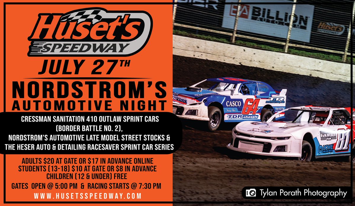 HusetsSpeedway's tweet image. This Sunday is @NordstromsAuto Night featuring the Border Battle No. 2 finale!