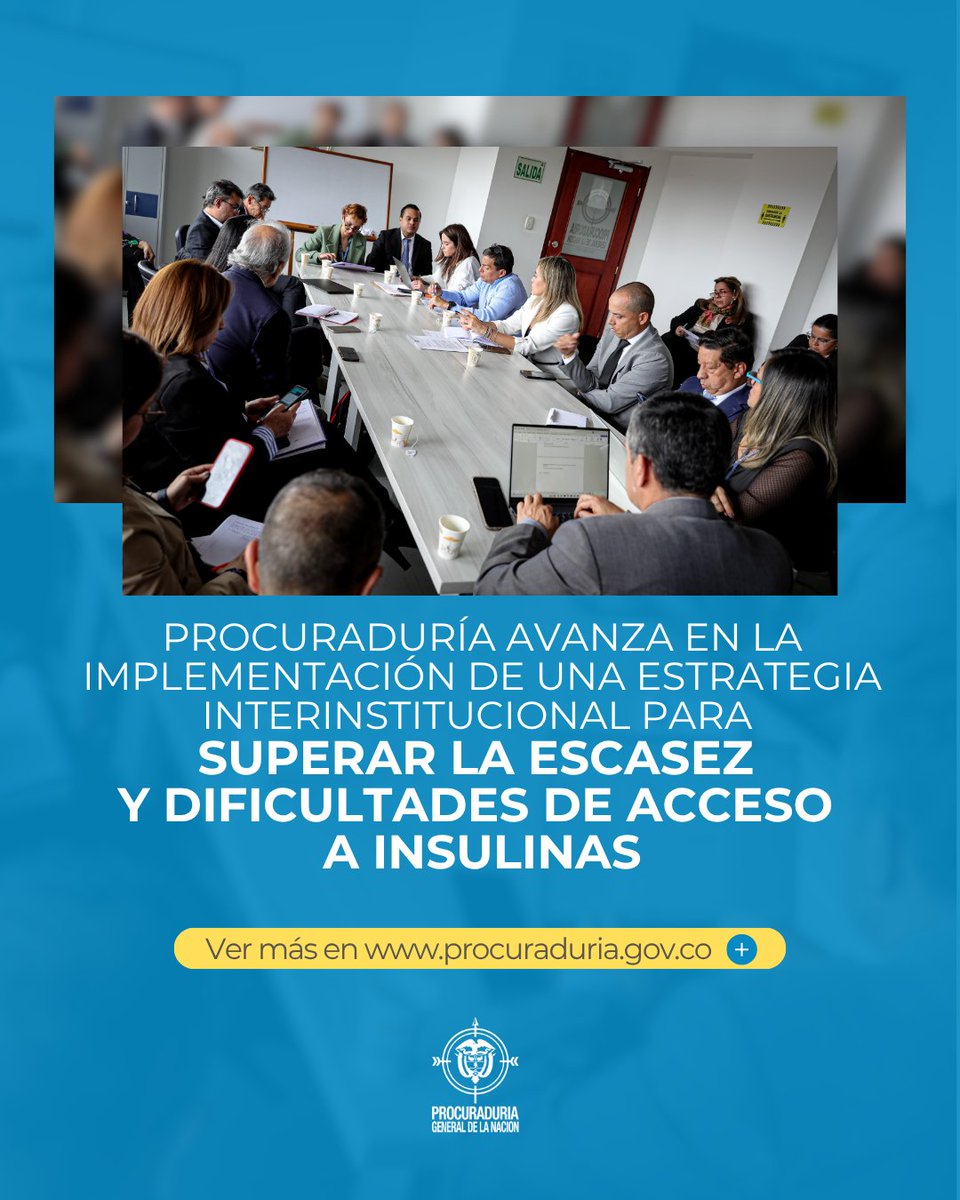 La <a href="/PGN_COL/">Procuraduría General de la Nación</a> lidera la segunda mesa técnica con <a href="/MinSaludCol/">MinSalud Colombia 🇨🇴</a> , <a href="/Supersalud/">Supersalud</a> , EPS y gestores farmacéuticos para mejorar el acceso y suministro de insulinas en el país. Anunció seguimiento a los compromisos asumidos por los actores del sector salud. shorturl.at/96Qpj