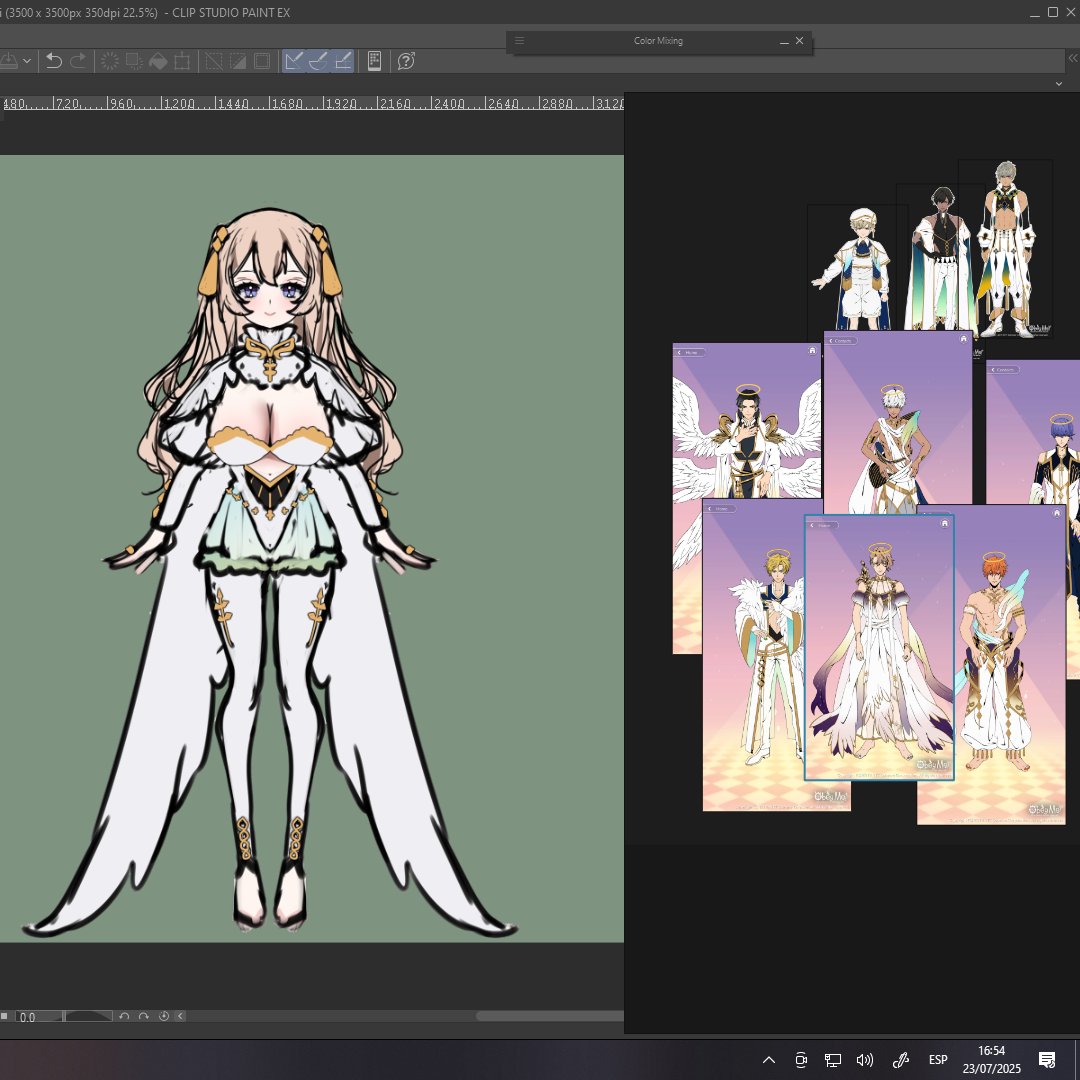 Ka_0896's tweet image. obey me yuki angel Design
Tried to keep sfw, It is difficult to fight my inner demons
if you take off the skirt, you will see a bodysuit
maybe some angel wings too...