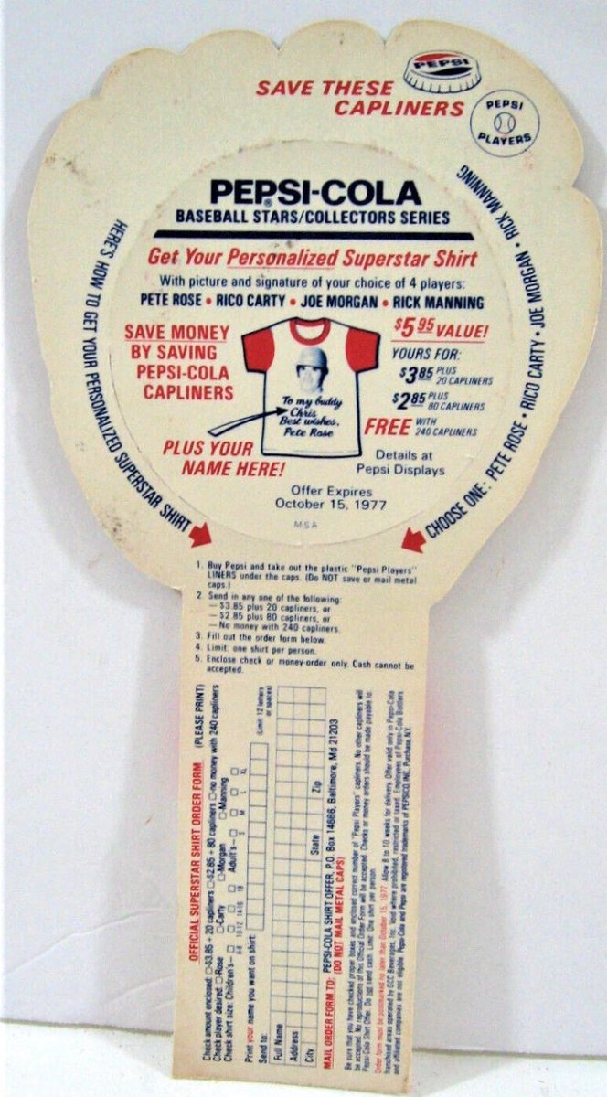 It was a better time when Pepsi would have cut-out baseball cards with an offer for an even cooler baseball T-shirt.